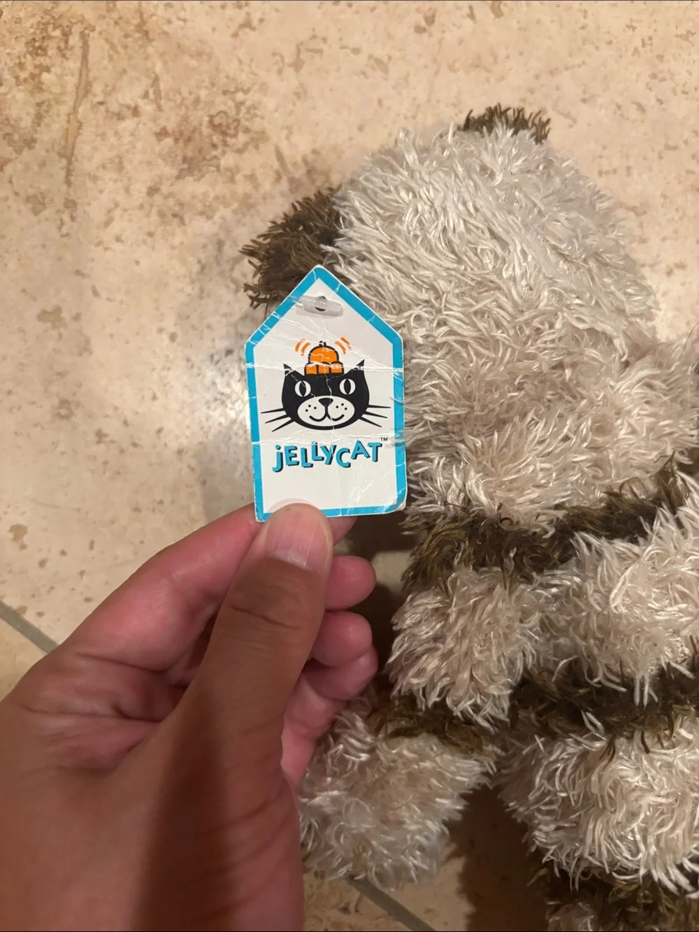 Plush Striped Cat Toy - Soft Beige & Brown